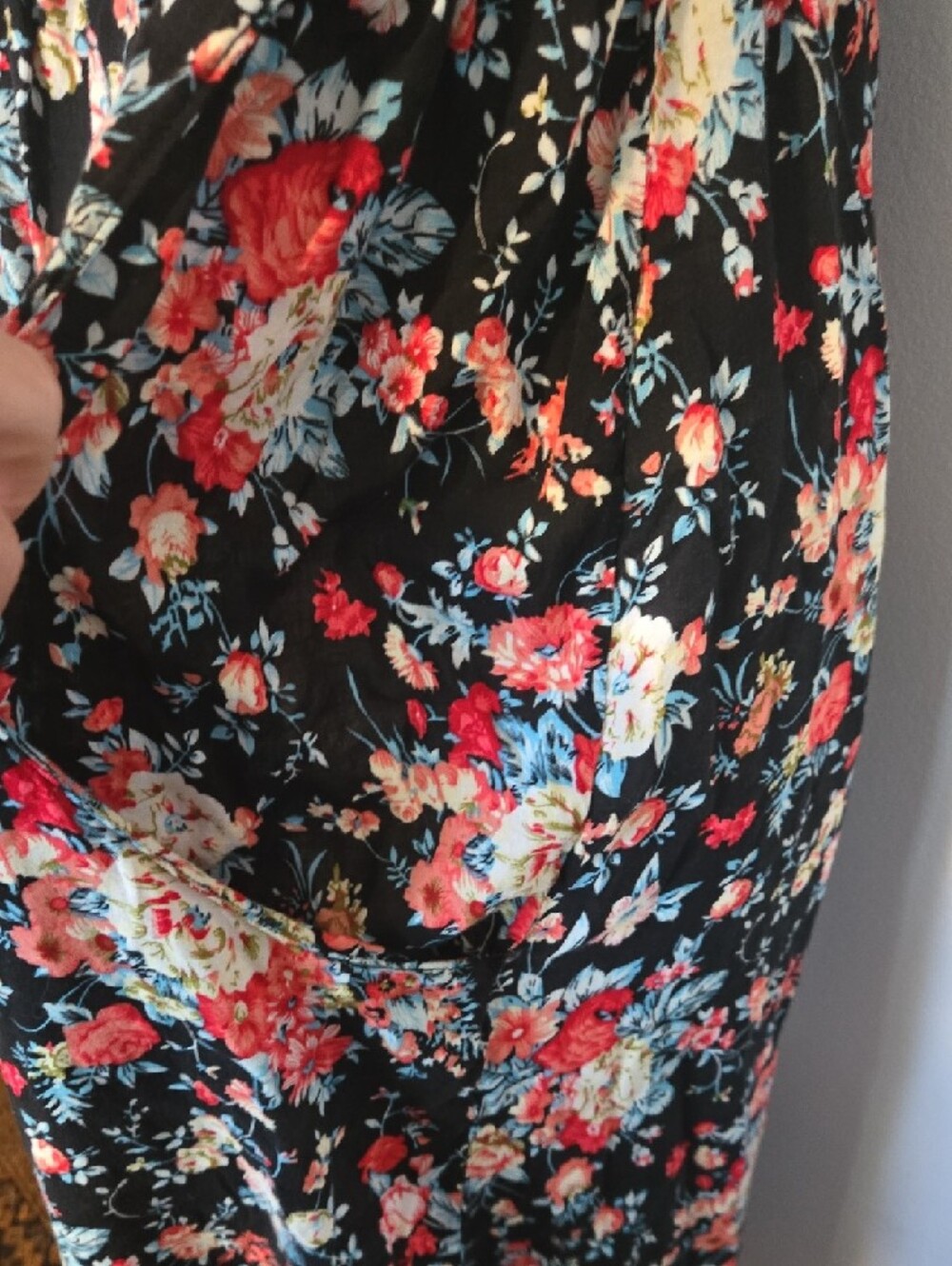Vintage Black Floral Strapless Maxi Dress - Picture 5 of 8